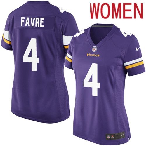 Women Minnesota Vikings #4 Brett Favre Nike Purple Game Player NFL Jersey